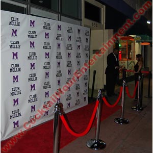 red carpet photos display at club